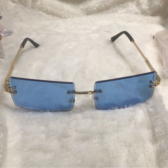 Y2K Blue Rectangular fashion sunglasses brand new - Picture 2 of 6